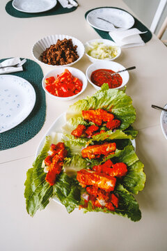 Buffalo Tofu Lettuce Wrap