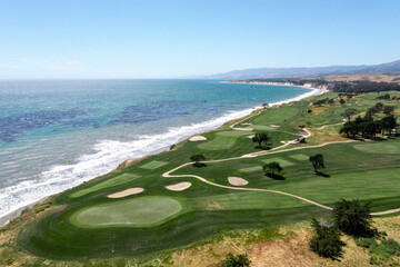 Ocean View Golf Course Santa Barbara, CA - obrazy, fototapety, plakaty