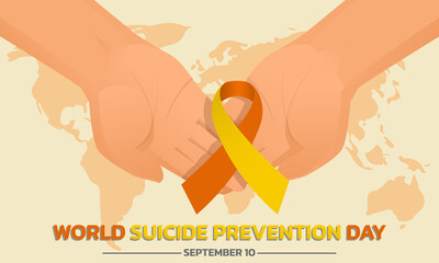 World Suicide Prevention Day concept with awareness ribbon. Design for poster, greeting card, banner, and background.