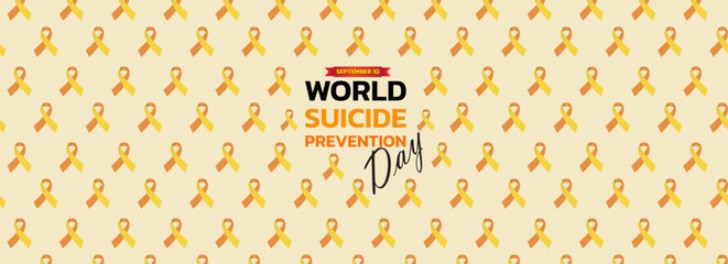 World Suicide Prevention Day concept with awareness ribbon. Design for poster, greeting card, banner, and background.