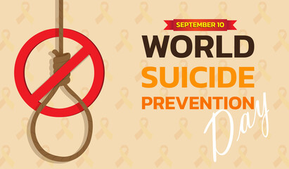 World Suicide Prevention Day concept with awareness ribbon. Design for poster, greeting card, banner, and background.