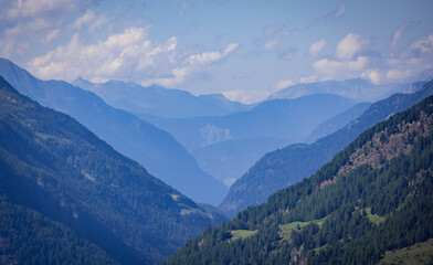 Wonderful panoramic view over the mountains in the Austrian Alps - travel photography