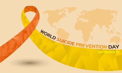 World Suicide Prevention Day concept with awareness ribbon. Design for poster, greeting card, banner, and background.