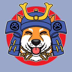 Samurai Shiba inu dog  mascot vector illustration good for logo or graphic tee