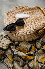 hat and sunglasses
