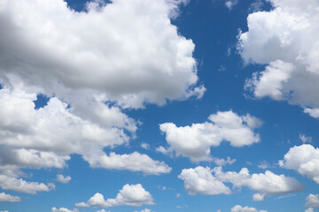 Naklejka na ściany i meble Cloudy in spring weather landscape view with blue sky background