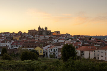 Fantastic photo of the Cathedral of Viseu during sunset , city of Viseu , Portugal - obrazy, fototapety, plakaty