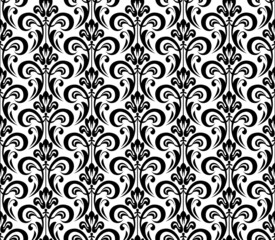 Obraz premium Flower geometric pattern. Seamless vector background. White and black ornament