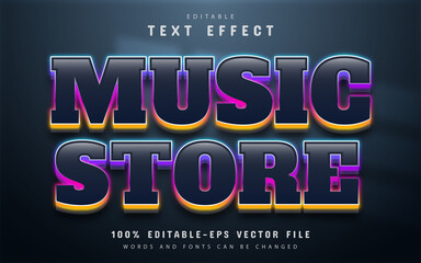 Music store text, neon style text effect