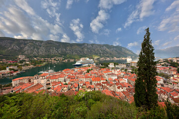 Fototapeta na wymiar View over the Kotor Bay in Montenegro