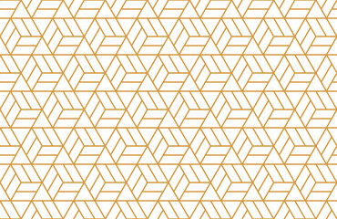Abstract geometric pattern with stripes, lines. Seamless vector background. White and gold ornament. Simple lattice graphic design