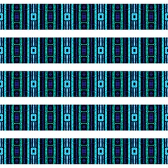 Stof per meter Indigo seamless portuguese ethnic tiles azulejos Blue ikat spanish tile pattern. Italian majolica. Mexican puebla talavera. Moroccan,Turkish floor tiles.Ethnic tile design.Tiled texture for flooring. © Nima