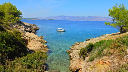 Fototapeta premium Ship in the Adriatic Sea off the coast of Croatia