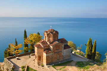 Church of Saint John on the Lake Ohrid, in Ohrid, Macedonia - obrazy, fototapety, plakaty