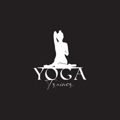 Simple woman white silhouette yoga logo design