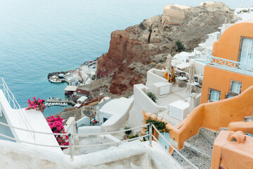 White architecture of Oia village on Santorini island, Greece