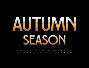 Vector Stylish Emblem Autumn Fest. Elegant Trendy Font. Unique Alphabet Letters and Numbers set