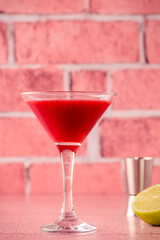 Cold summer strawberry cocktail