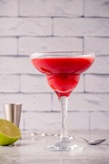 Cold summer strawberry cocktail