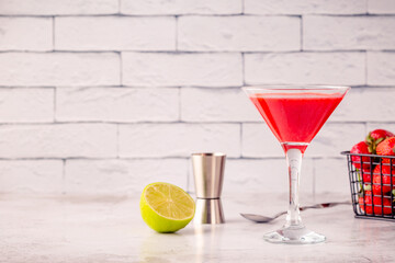 Cold summer strawberry cocktail
