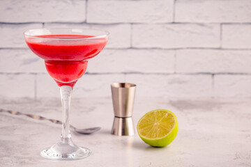 Cold summer strawberry cocktail