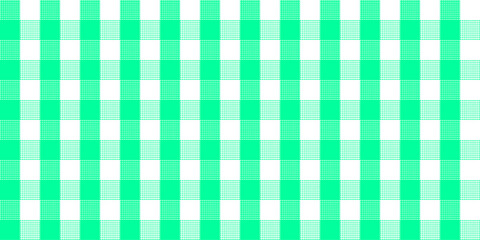Plaid fabric textile cloth gingham tartan tablecloth green & white color checker abstract background texture square wallpaper decoration pattern seamless vector illustration