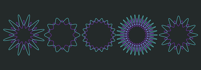 Wavy frames set. Geometric icons collection. Fluid colorful ornament. Isolated vector.