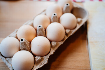 tray with eggs. natural farm products. agriculture.
