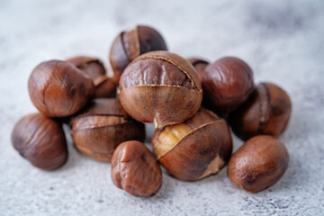 Dried Chestnuts on a background