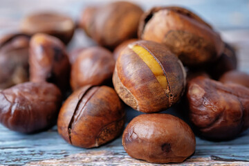 Dried Chestnuts on a background.