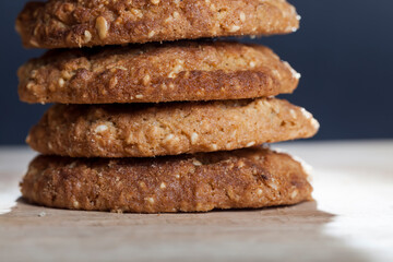 round traditional oatmeal cookies folded together