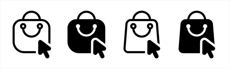 Shopping bag icon. Web store shopping cart icon. Internet shop buy logo symbol sign. Vector illustration.