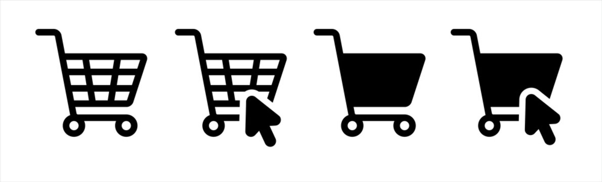 Shopping cart icon. Web store shopping cart icon. Internet shop buy logo symbol sign. Vector illustration.