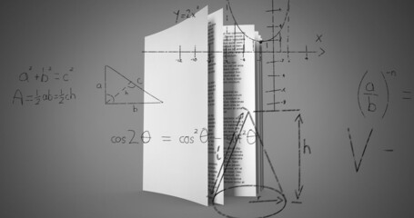 Mathematical equations against open book