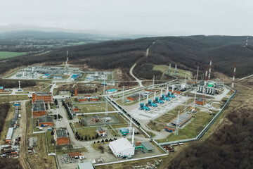 Gas compressor station. Natural gas plant.