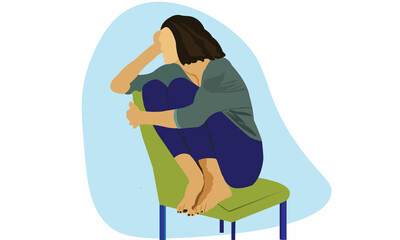 Stress A girl Got Sick Flat Vector