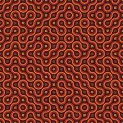 Seamless orange red truchet tiling pattern background