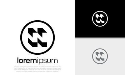Initials N logo design. Innovative high tech logo template.
