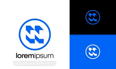 Initials N logo design. Innovative high tech logo template.