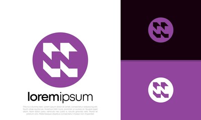 Initials N logo design. Innovative high tech logo template.