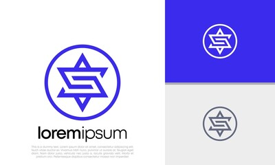 Initials S star logo design. Innovative high tech logo template.