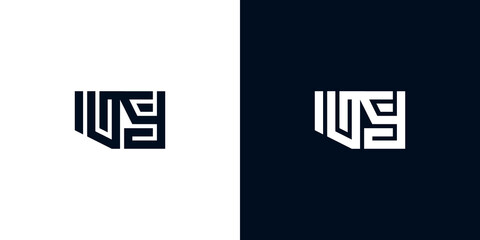 Minimal creative initial letters UY logo