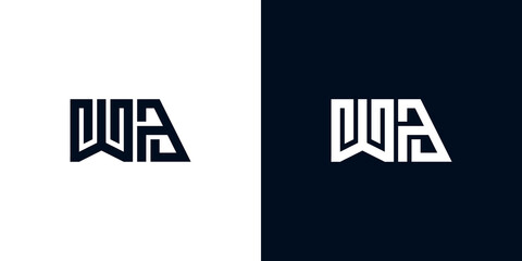 Minimal creative initial letters WA logo