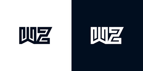 Minimal creative initial letters WZ logo