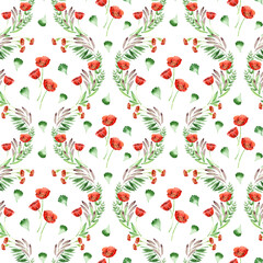 Watercolor seamless patterns with flowers, festive bouquets and individual elements of bouquets