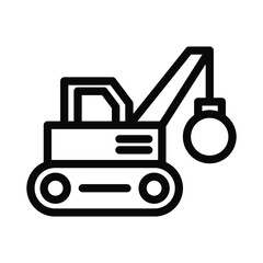 demolition  crane line icon illustration vector graphic