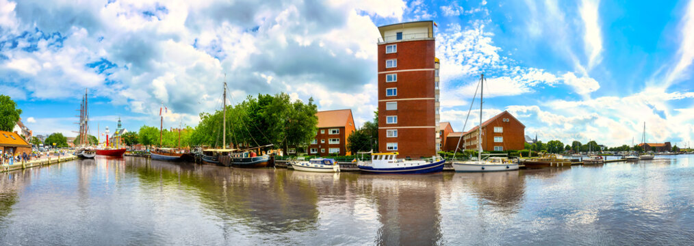 Harbor of Emden city , Lower Saxony, Germany