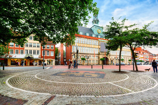 Town hall near the harbor in Emden, Lower Saxony, Germany