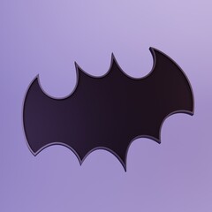 Black bat icon or silhouette, 3d render