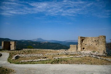 Fototapeta na wymiar Panoramic view of Chiaromonte, a medieval town in the Basilicata region in Italy.